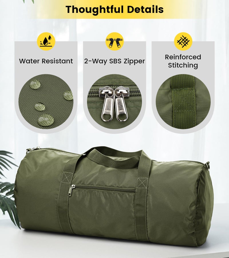 Vorspack Duffel Bag 24 Inches Foldable Lightweight Gym Bag with Inner Pocket for Travel Sports - Green - Image 5